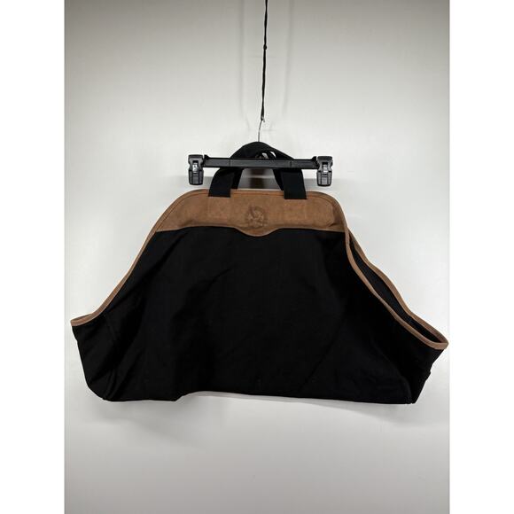 Vintage Eddie Bauer Suede Denim‎ Leather Log Firewood Tote Carrier Wrap Bag RARE - Picture 2 of 7